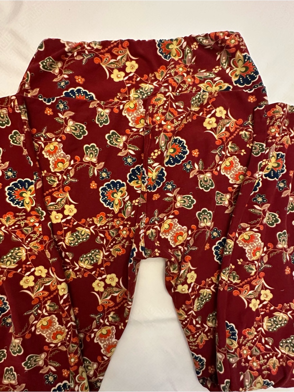 LuLaRoe Women's Burgundy Maroon Floral Leggings Soft Comfortable
